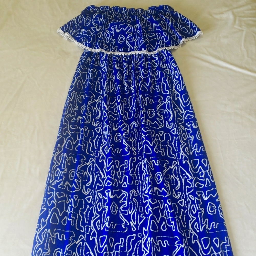 Strapless Ruffled Trimmed Maxi Dress